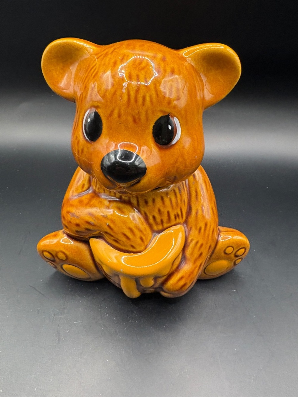 1970s Figural Teddy Bear with Honey Pot Ceramic Made in Taiwan